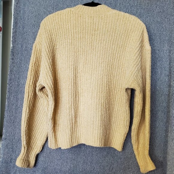 Frank & Oak - Size L - Beige /Butter Yellow Ribbed Organic Cotton Sweater - EUC - Picture 3 of 7